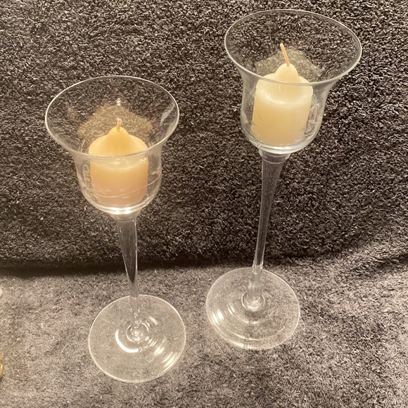 Two EUC Etched Glass Candle Holders - Picture 9 of 9
